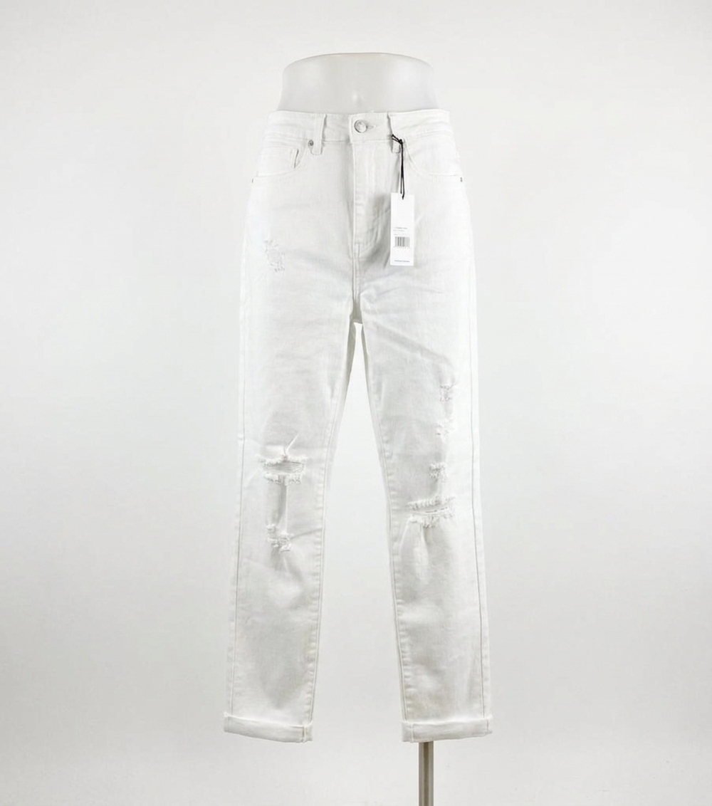 NEW RISEN women harbor slim straight leg jeans in white